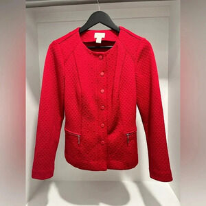 Chico’s quilted red buttoned blazer Size 0 XS